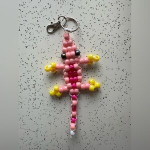 90s Pony Bead Lizard Keychain | Retro Beaded Bag Charm
